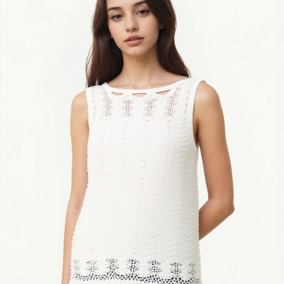 Lilly Pulitzer White Knit Tank Top - Size XS - Picture 1 of 8